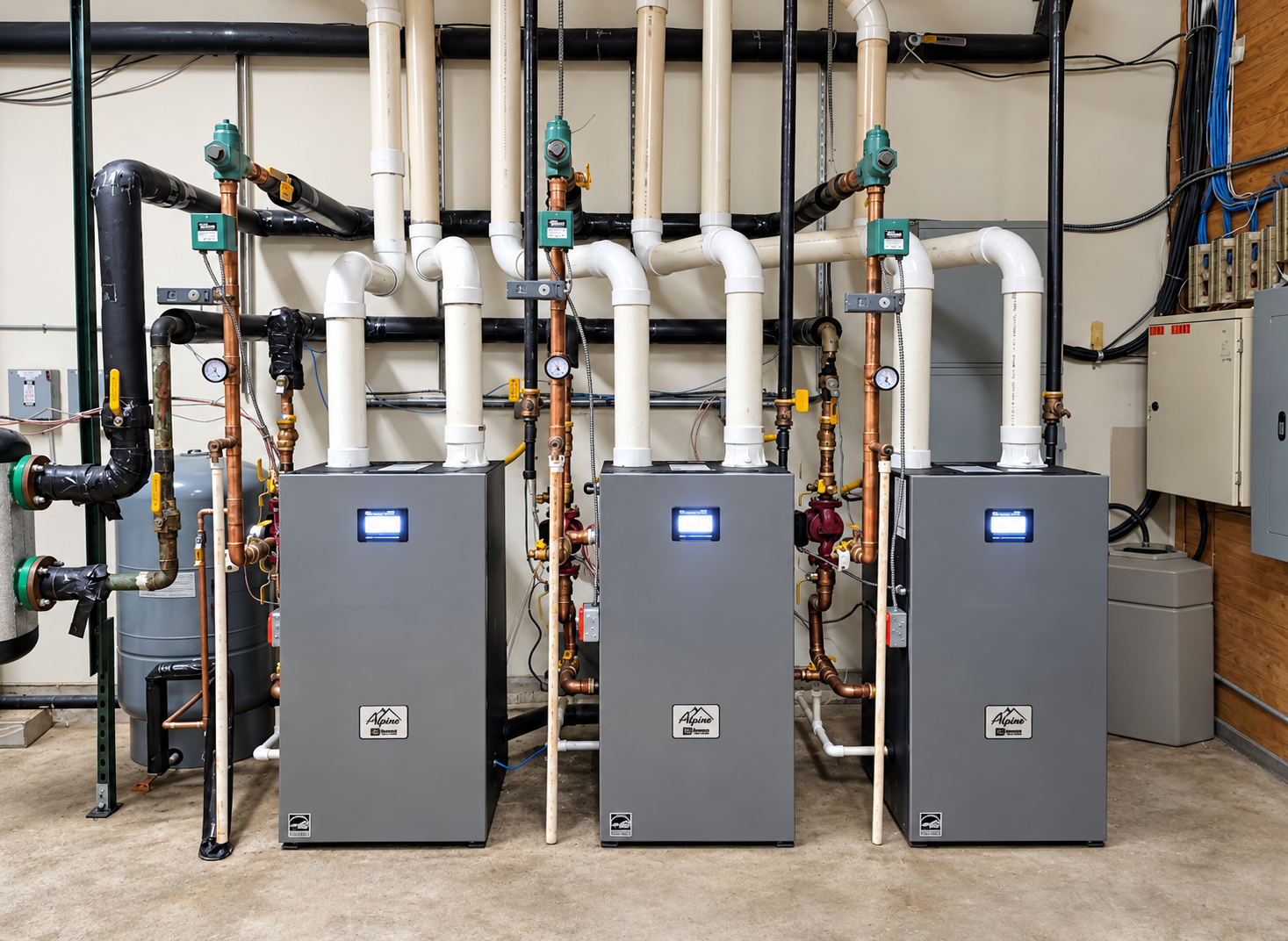High-efficiency boiler installation